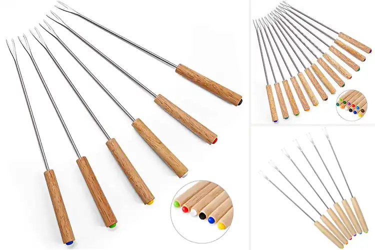 Detailed view of Best Heat Resistant Wooden Handle Fondue Forks