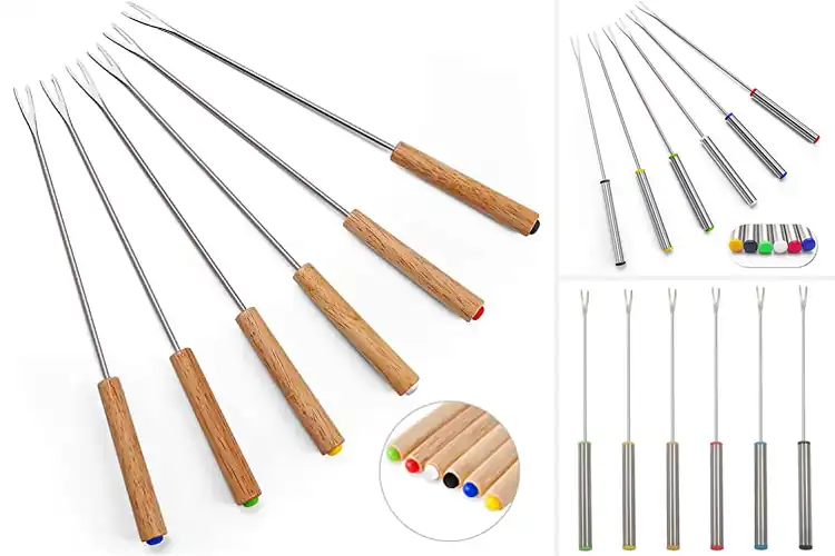 Detailed view of Best Six Pack Fondue Forks Set For Picnics And Camping