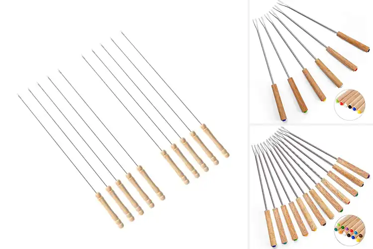 Detailed view of Best Wooden Handle Fondue Skewers